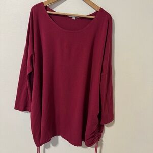 Bryn Walker Ruched Tunic Pink Stretch Bamboo Organic Cotton Jersey USA-Large